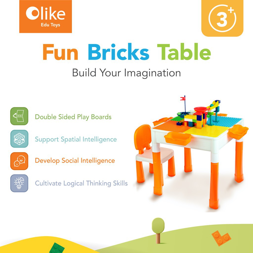 Olike Fun Bricks Table - Mainan Balok Anak / Mainan Edukasi / Garansi Resmi