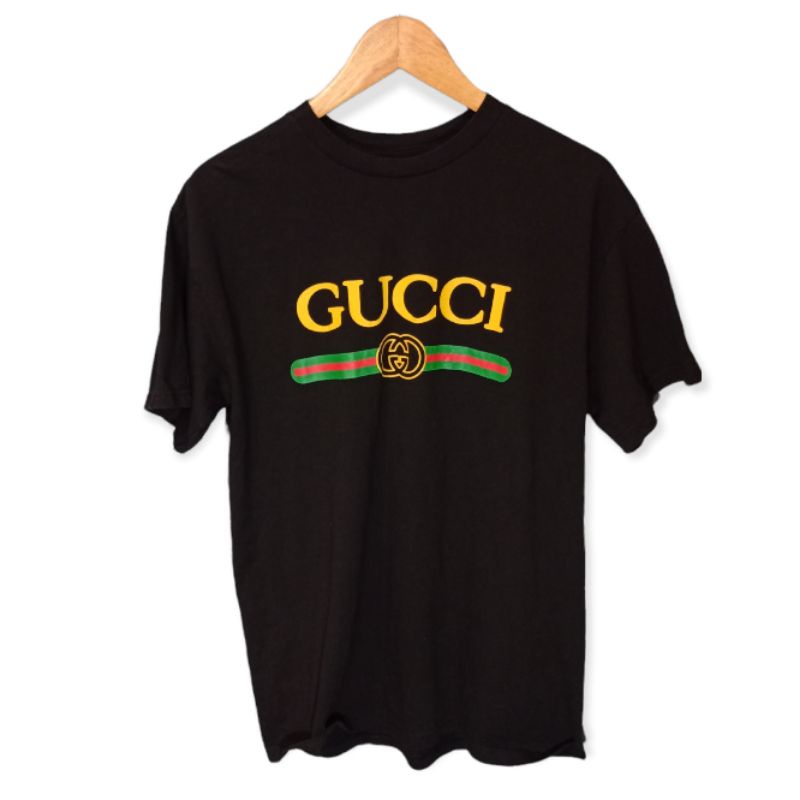Kaos Tshirt Pria Wanita Second Branded Alstyle Gucci Black Thrift Preloved