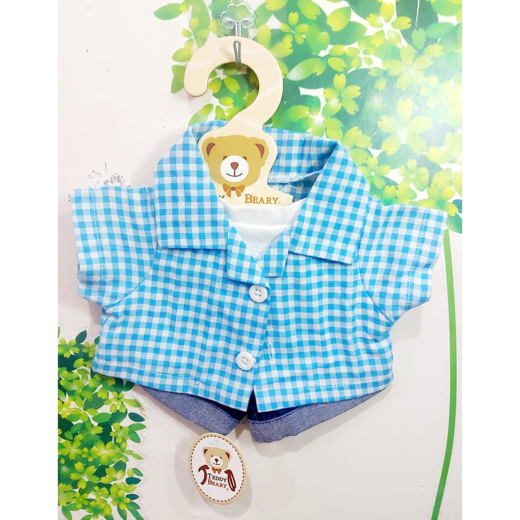 SHIRT+PANTS BAJU PAKAIAN TEDDY BEAR TEDDY HOUSE ORI IMPORT SIZE 12 INCH
