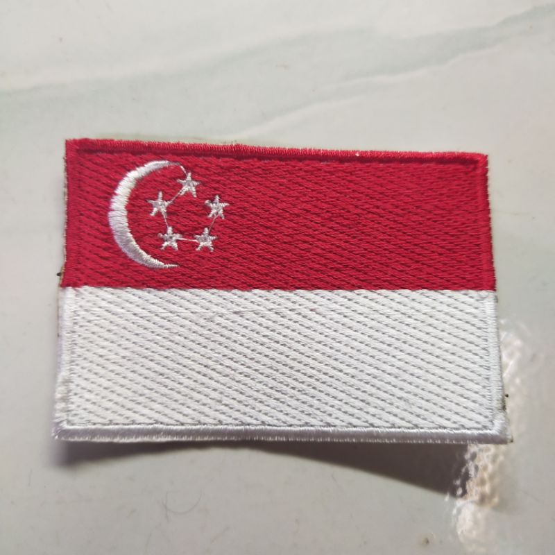 emblem patch bordir bendera singapura