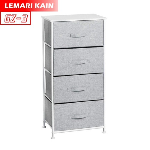 NEW PRODUCT GZ-3 Lemari Portable Kain Linen 4 Laci 4 Susun Lemari Sisi Ranjang Lemari Portable Rak serbaguna