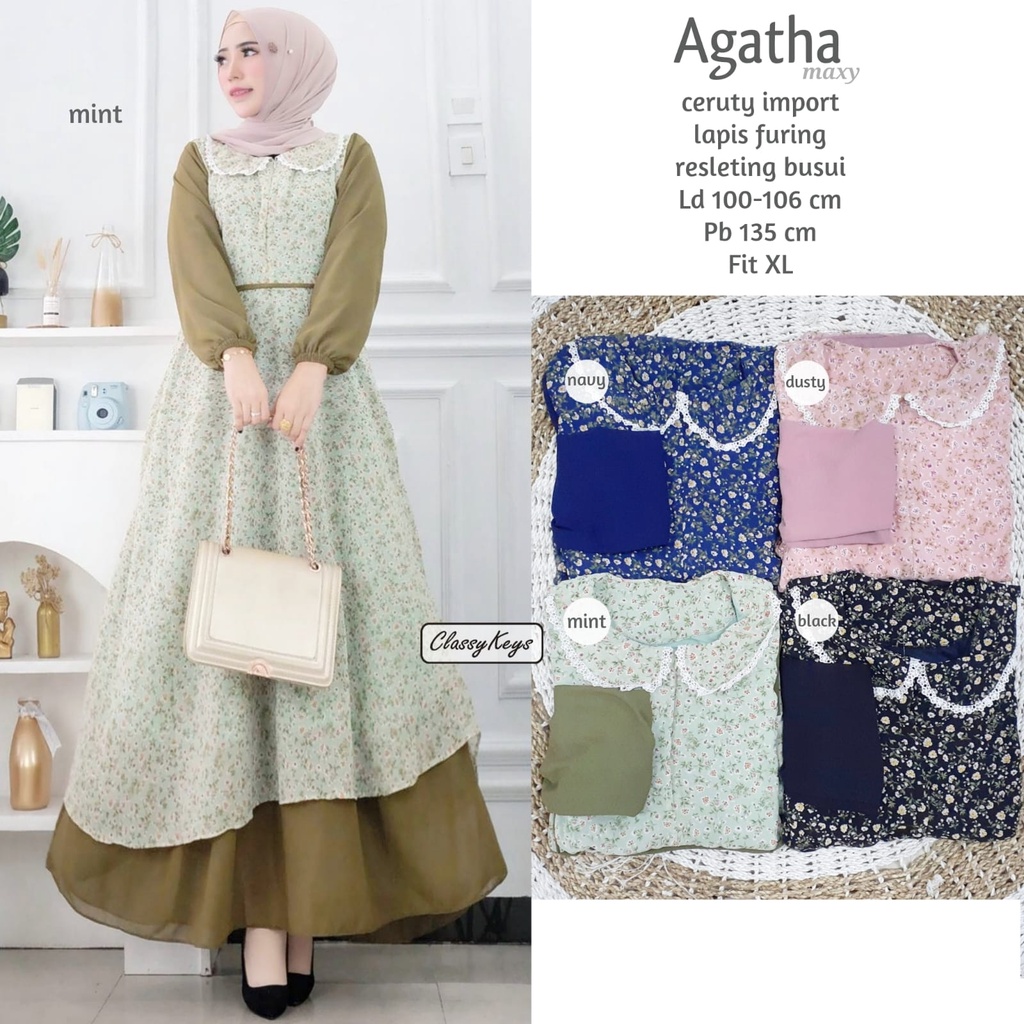 Agatha Mint Dress Gamis by Classy keys