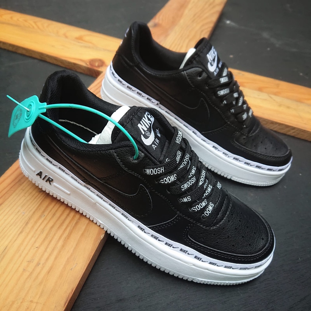 Sepatu Sneakers Pria dan Wanita Nike Air Force 1 Ribbon Black Import Premium, Harga Murah, TOP Quality