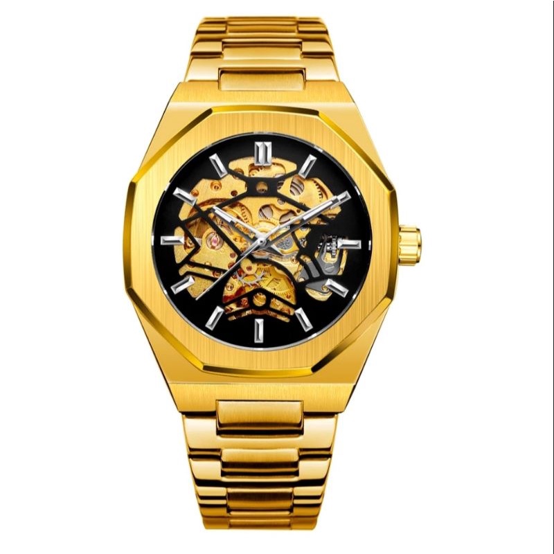 Jam Tangan Automatic Mechanical Forsining Oak Golden Luxury