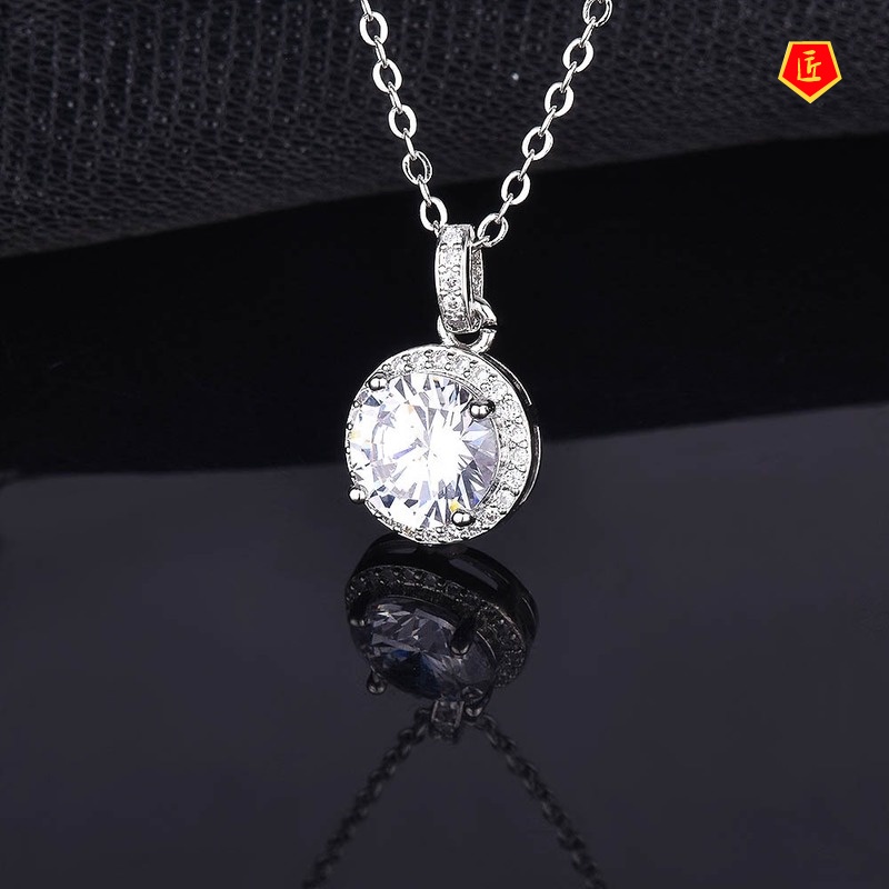 [Ready Stock]Moissanite Pendant Pt950 Platinum Carat Necklace Women's Simple