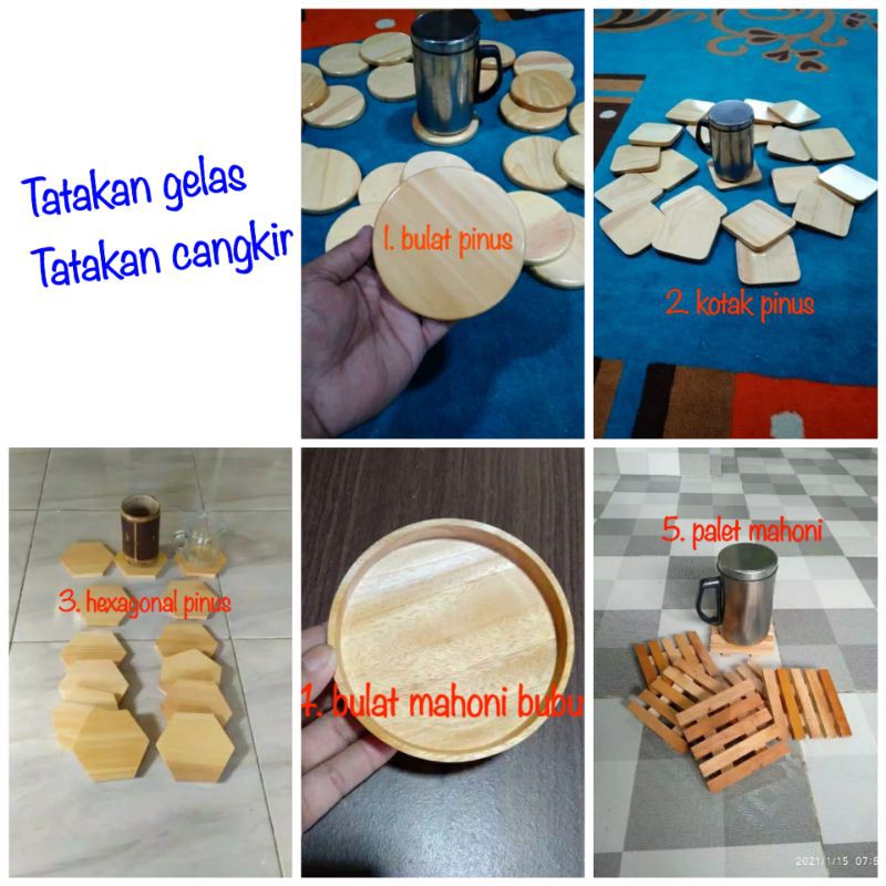 Tatakan Gelas Kayu / Tatakan Cangkir / Alas Gelas Kayu / Coaster Set Kayu