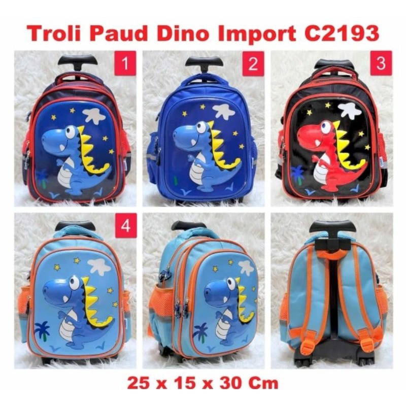 Tas Trolley Ransel Dinosaurus Timbul PAUD TK