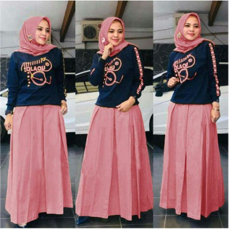 OOTD REMAJA COD Arinda set / setelan muslim / setelan rok / setelan rompi