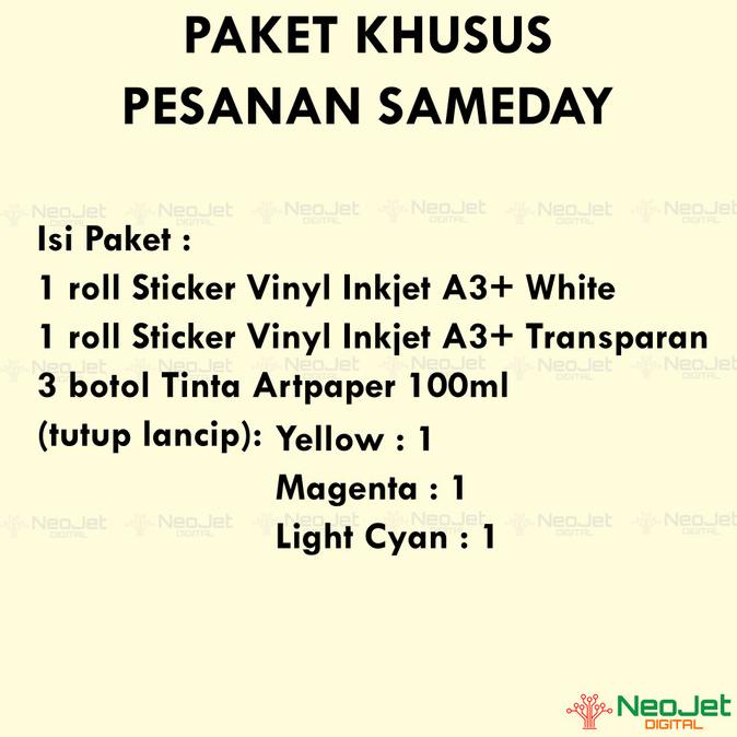 

(BISA COD) Paket Sticker Vinyl Inkjet Putih Transparan Tinta Artpaper Art Paper TERBAIK Kode 1464