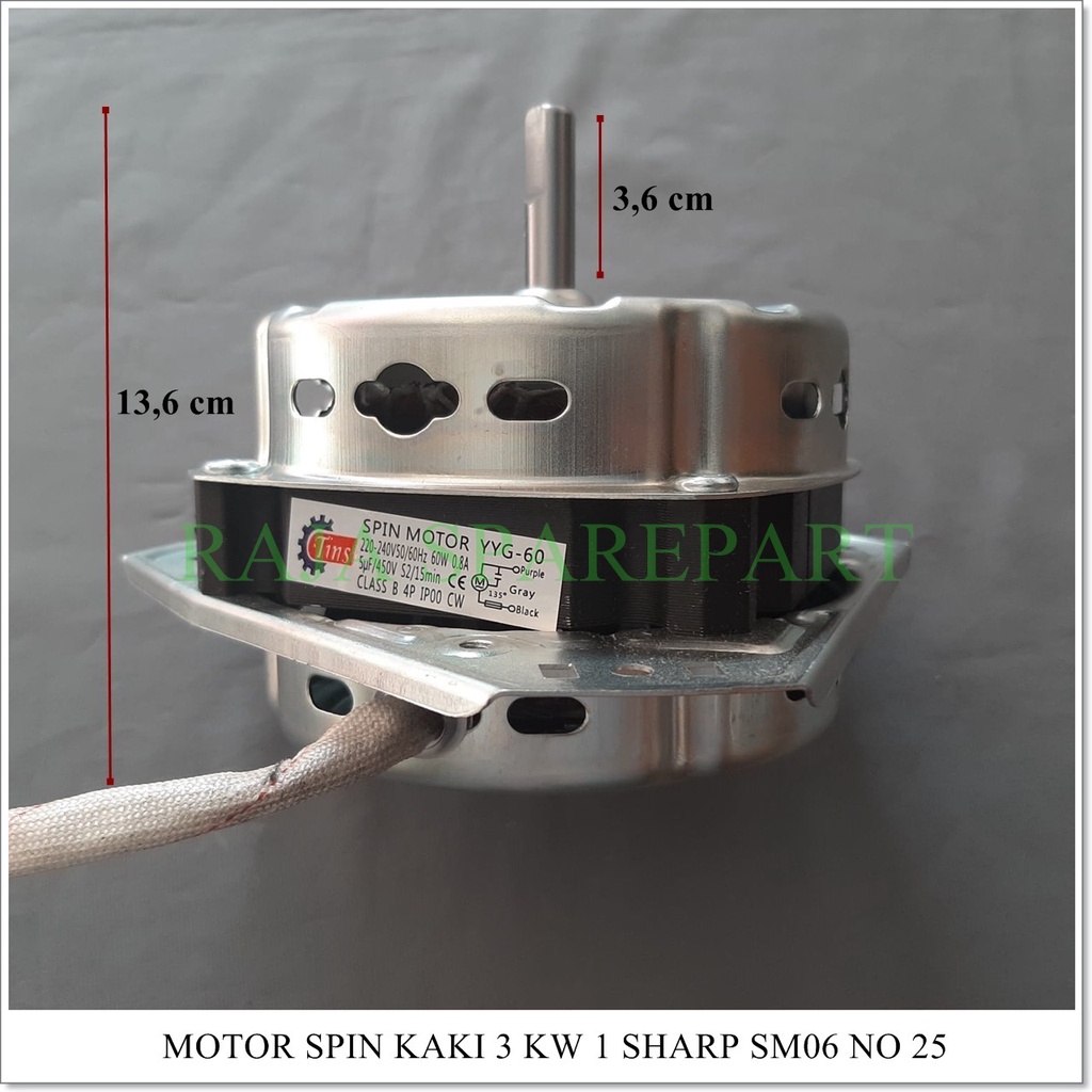 Motor Spin / Dinamo Pengering Mesin Cuci Kaki 3 Sharp TEMBAGA (Merk TINS)