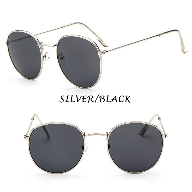 (YUZHU) Bayar di Tempat Korean Bulat Candy Color Kacamata Hitam Wanita/Pria Besi Frame Sunglasses