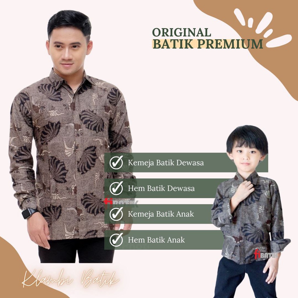 Kemeja Batik Pria Lengan Panjang Couple Batik Ayah Dan Anak Laki-laki Usia 3-13 Tahun Motif Terbaru