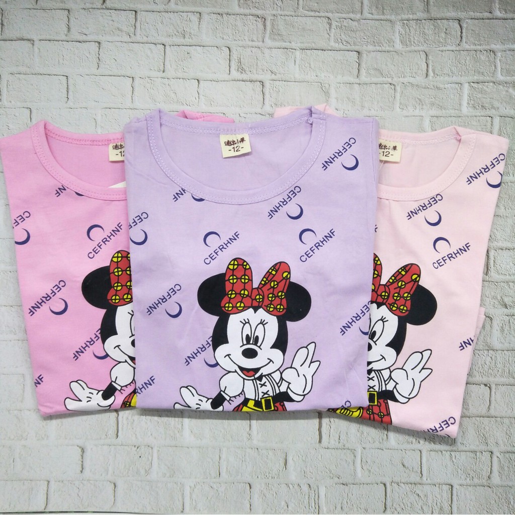 kaos / baju anak perempuan unisex murah usia 1-5Thn 100% import gambar MINNIE