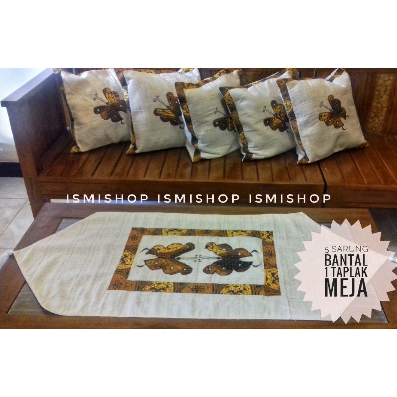 Set Sarung Bantal Sofa Batik dan Taplak Meja Batik