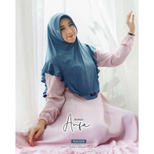 Bergo Aufa Alfasa | Hijab Instant Pet Anthem Jilbab Aksen Rampel Pada Bagian Pinggir Original alfasa