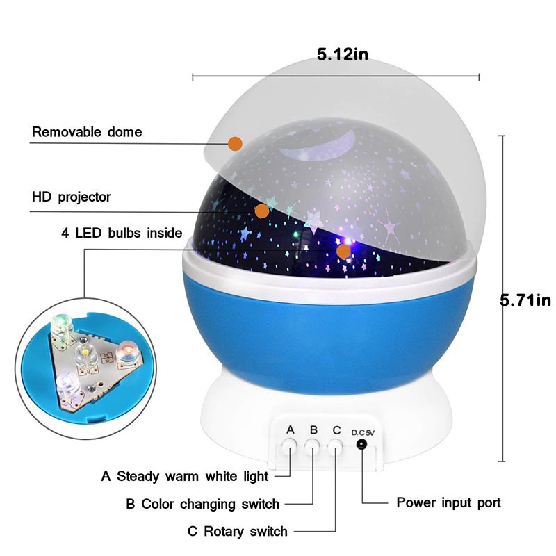 Star Master Lampu Tidur Proyektor Bintang Strarry Light Sphere - F0265 - Blue