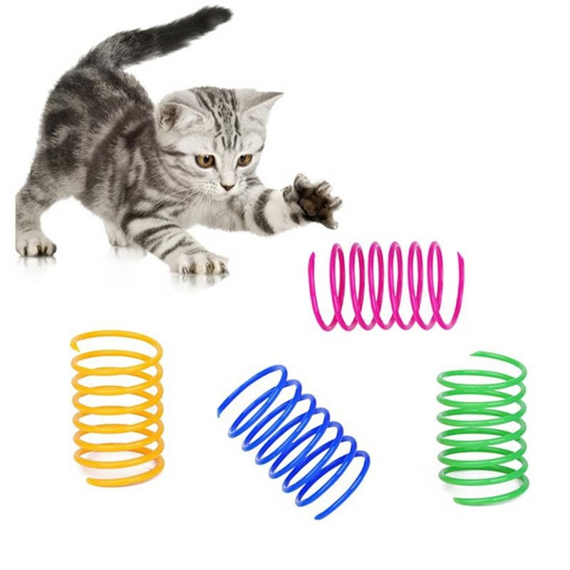 Hot Sale/4Pcs Plastik Warna-Warni Musim Semi Kucing Mainan Produk Pet/Kreatif Coil Spiral Springs Pet Mainan Interaktif/Perlengkapan Hewan Peliharaan