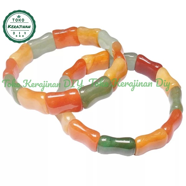 [ FREE BOX ] Gelang Batu Motif Bambu Multicolor Pria Wanita Premium Quality