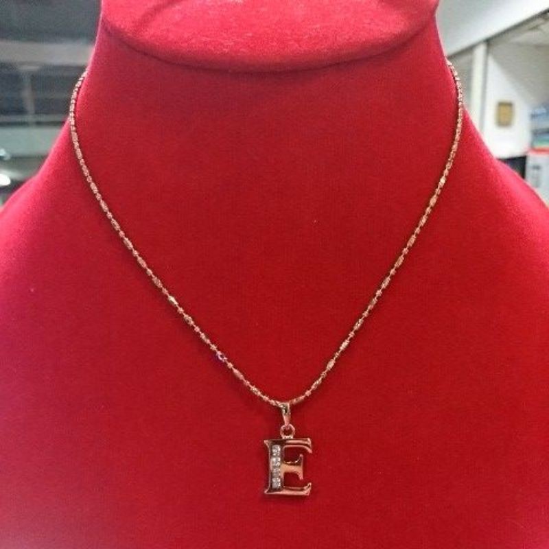 Kalung Anak + Liontin Huruf E Titanium