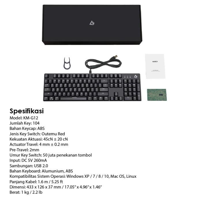 Aukey Keyboard Mechanical RGB - Outemu Red Switches - 500694 - KM-G12