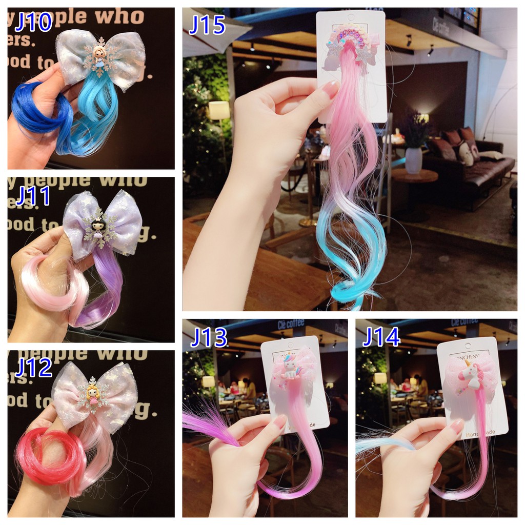 Jepit Rambut Unicorn Frozen Model Rambut Palsu Wig Anak Perempuan