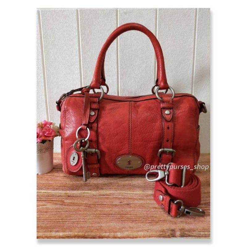FOSSIL MADDOX SATCHEL IN RED