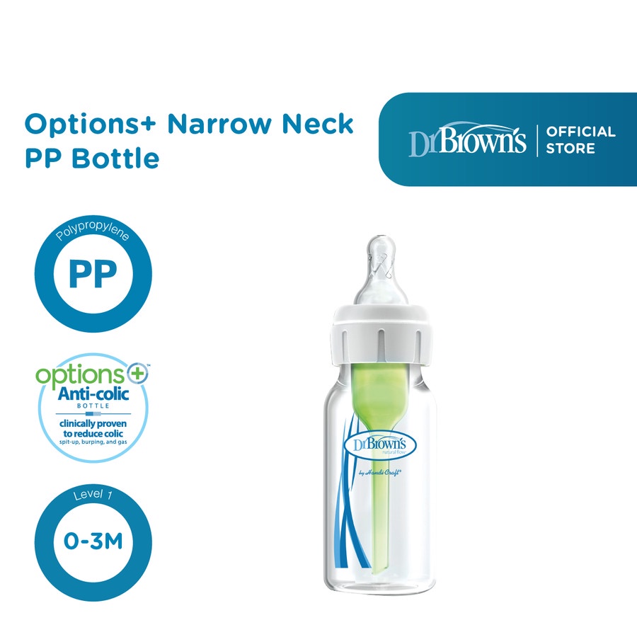 Dr Brown's Option+ NARROW Neck Anticolic Bottle | Botol Susu Anak