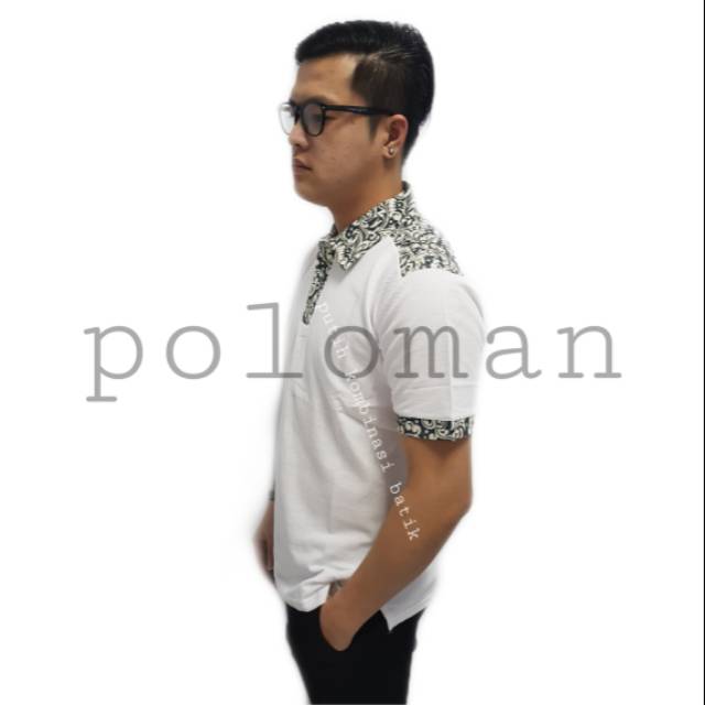 PREMIUM KAOS POLO BATIK KEREN Polo tshirt putih kombinasi batik. Seragam putih polos