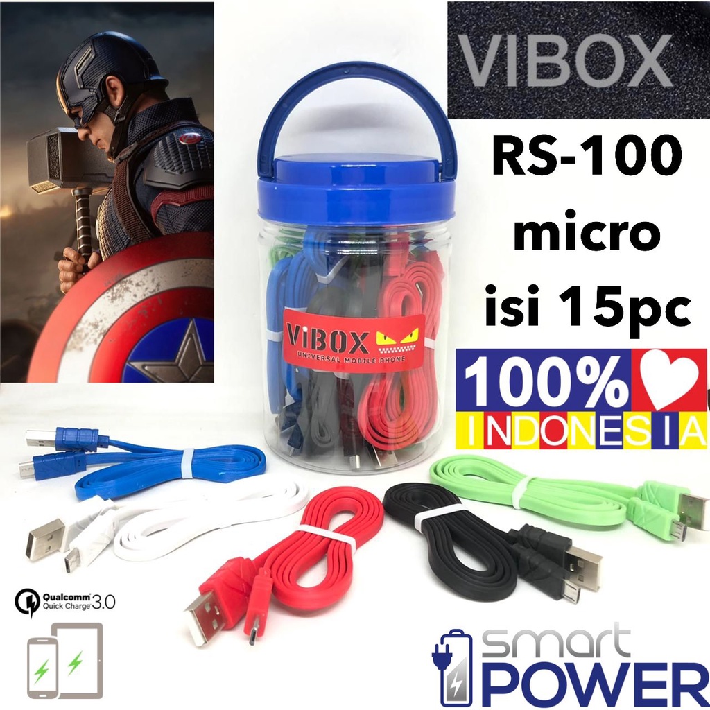 MINIGO {isi 15pcs} kabel data toples vibox rs-100 micro 1meter original kabel charger micro RS100 for android smartphone