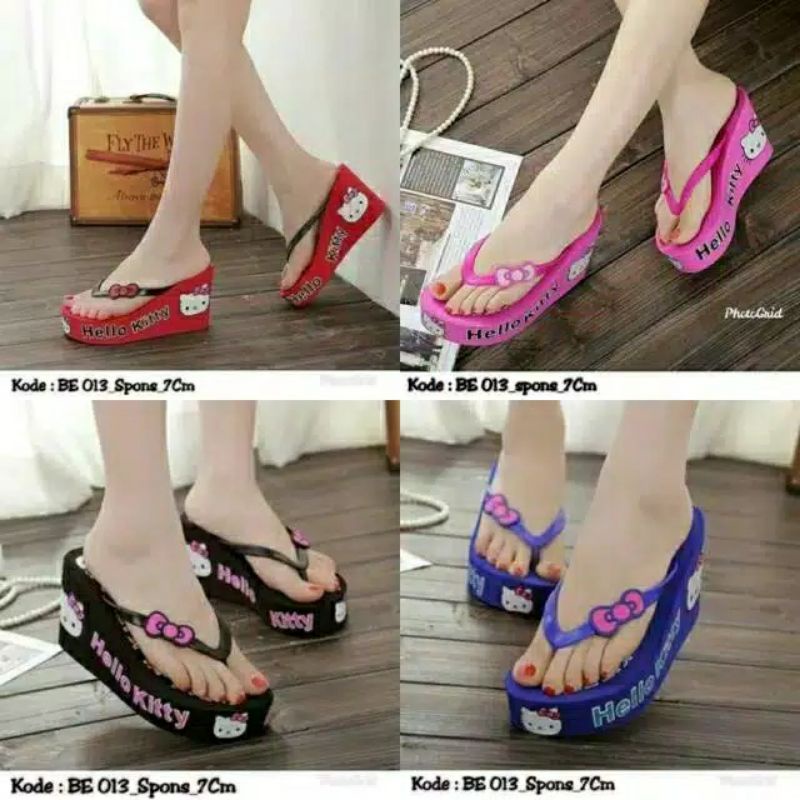 Arkn-SandaL wanita wedges hellokitty bungkus terbaru