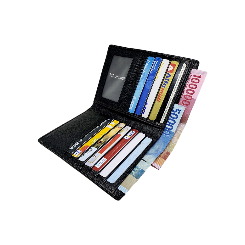 DOMPET KARTU BESAR / BOOK CARD HOLDER KULIT ASLI PRIA WANITA HITAM TLB