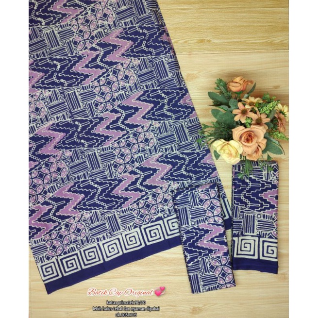 Kain Batik Cap Garutan Warna Ungu tua ungu muda Motif rang rang Bahan Batik Ungu Kain Batik Ungu Bat