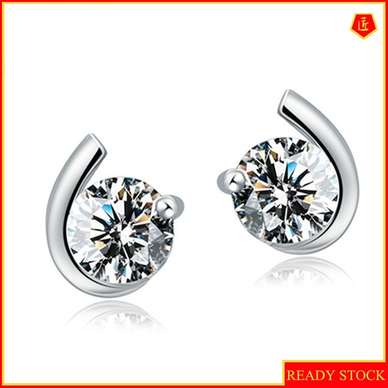 [Ready Stock]Fashion Silver Moissanite Stud Earrings