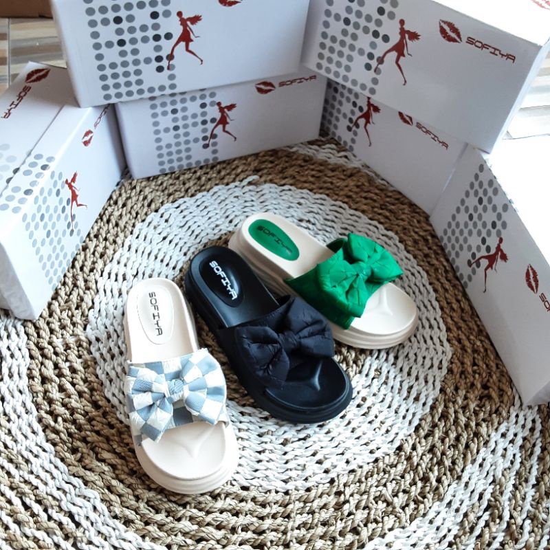 SOFIYA # 1953 -2 SANDAL WEDGES PITA TERBARU MOTIF KOTAK