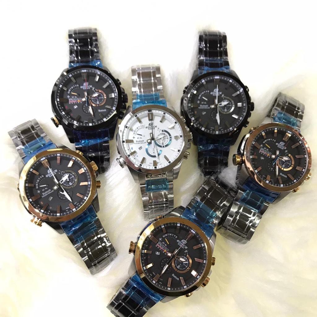 JAM TANGAN PRIA WANITA | RANTAI | KULIT | KARET | MURAH | PRIA CASIO EDIFICE Eqb 510  SILVER BLACK