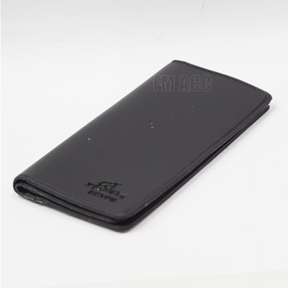 Dompet Pria Kulit Sintesis Model Panjang GRATIS Jam Tangan Kekinian Pas Di Tangan - Hitam