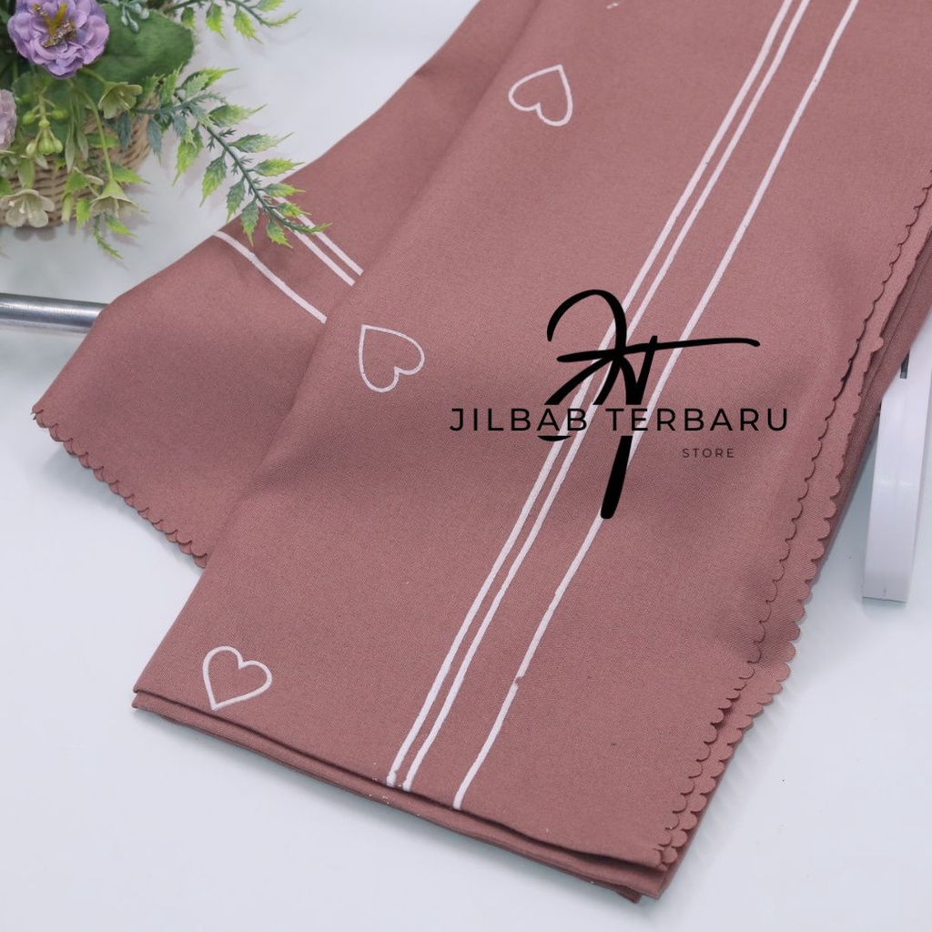 Jilbab Voal Syari Love / Kerudung Segiempat Syari Motif Love / Hijab Syari Segi Empat Bahan Voal Motif Love