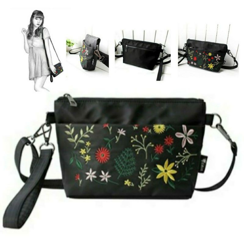 Super Sale Tas Selempang Minimalist Bordir Flowers Korea Fashion