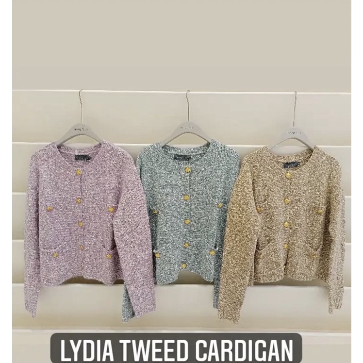 Lydia Tweed Cardigan Benang Jarum