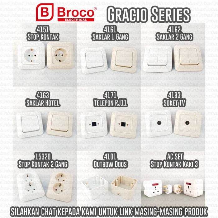 BROCO Gracio 4162 Double Switch Cream | Saklar 2 Gang 1 Way