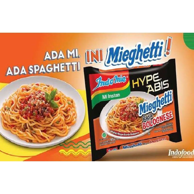 

Indomie Hype abis Mieghetti rasa Bolognese.. mie spaghetti 85gr