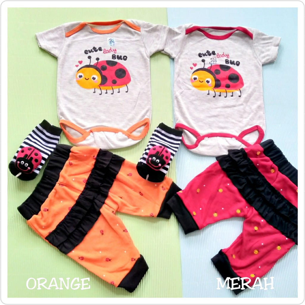 JUMPER BAYI NEW BORN 0-6 BULAN KEPIK | JUMPSUIT BAYI PEREMPUAN | JUMPER SET KAOS KAKI RATTLE