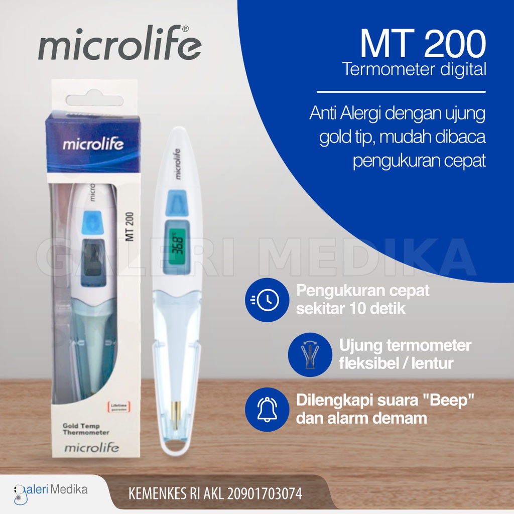 Microlife MT200 / MT 200 -  Termometer Digital Dengan Gold Tip / Termometer Ketiak