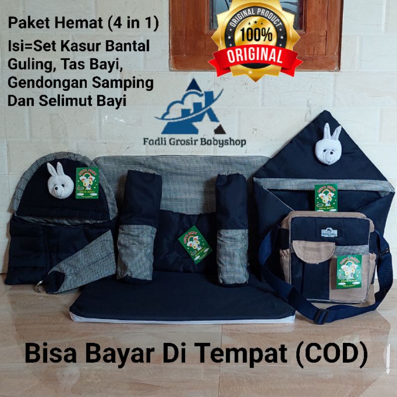 Paket Hemat (4 in 1) Kasur Matras Bayi Bantal Guling Gendongan Bayi Samping Boneka Kelinci Tas Marsya Dan Selimut Bayi Boneka Kelinci