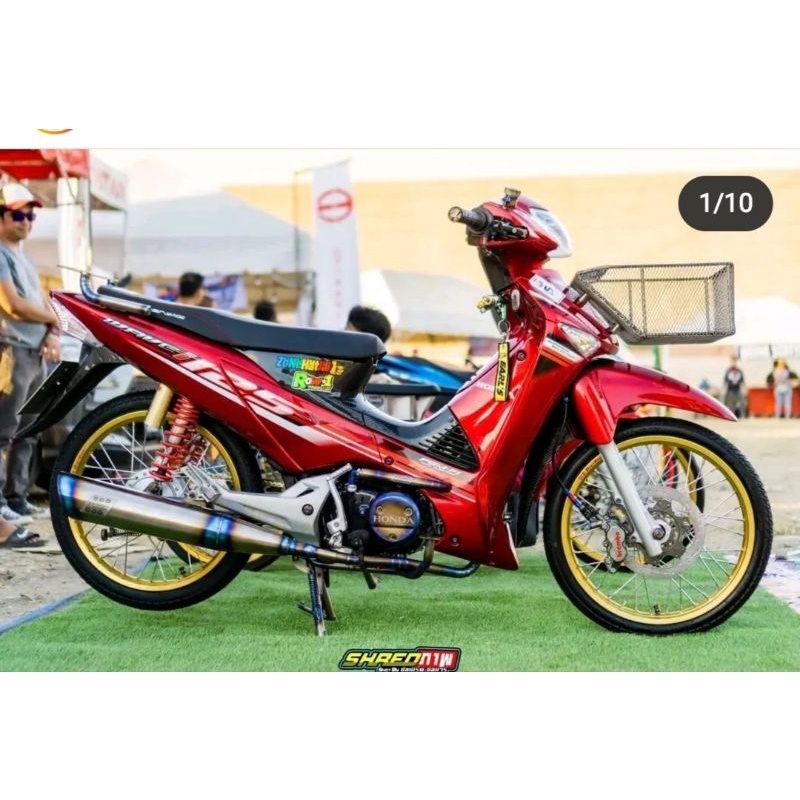 STRIPING STICKER WAVE 125 STICKER SUPRA X 125 VARIASI WAVE MERAH