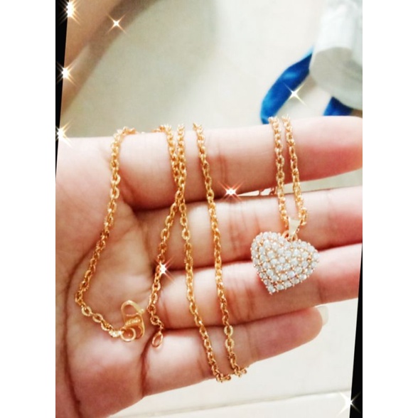 cod kalung wanita Nori love nr asli mirif mas tidak mudah luntur