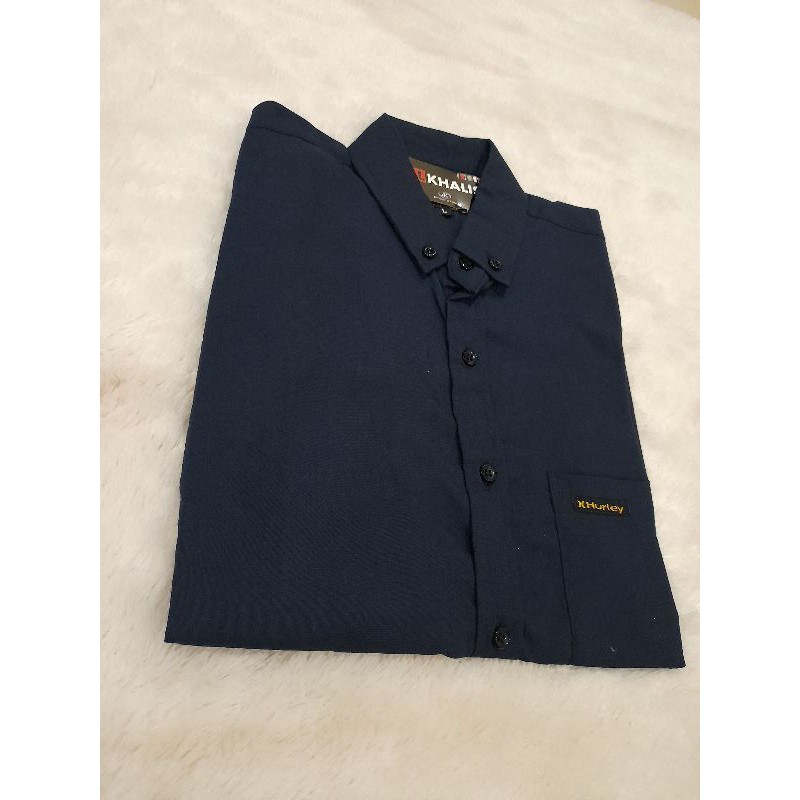 (COD) Kemeja Pendek Polos Lengan Pria Putih Merah Maron Hitam Navy Biru Dongker