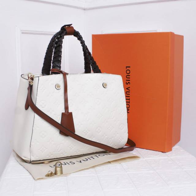 Lv Montaigne Braided Handle 41056A# with Box+Dustbag (Ada No Seri) Semi Premium Authentic