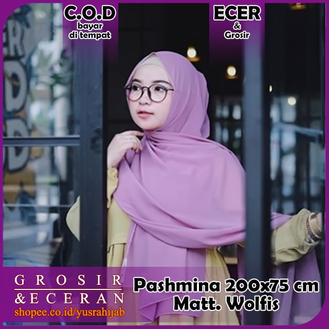 Pashmina Wolfis 200x75 syari Pasmina Woolpeach Ala Sabyan Malay Polos-4