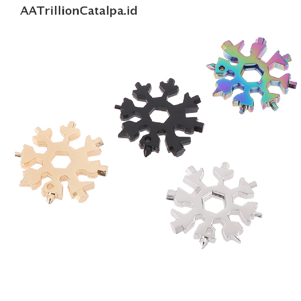 (AATrillionCatalpa) 18 In 1 Gantungan Kunci Bentuk Snowflake Bahan Stainless Steel